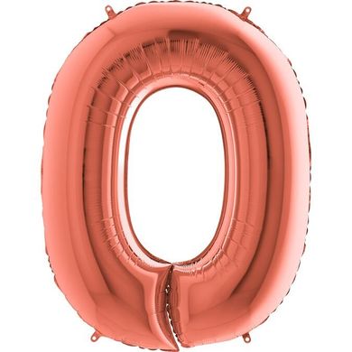 Фольгированный шар Grabo цифра «0» Розовое Золото 40" в уп