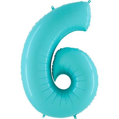 Фольгированный шар Grabo цифра «6» Голубой Пастель 40" в уп