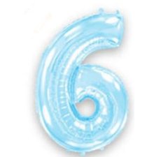 Фольгована кулька Flexmetal цифра «6» Блакитний 40"