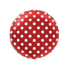 Фольгированный шар Anagram 18” круг красный в горошек