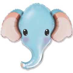 Фольгированный шар Flexmetal Большая фигура голова слонёнка голубая