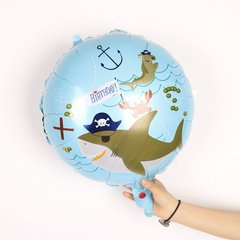 Фольгована кулька 18" коло Акула пірат (Китай)