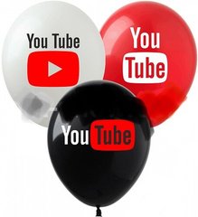 YT-1 12" YouTube 1 ст.(100 шт) бел,красн,черн.