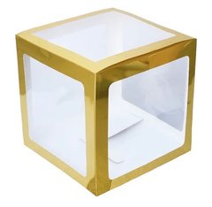 Коробка кубик 30*30*30см для воздушных шаров Золото грани 1шт