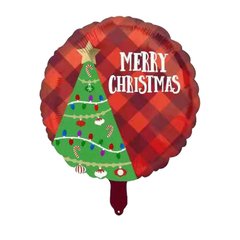 Фольгована кулька 18” круг червоний Merry Christmas НГ Китай