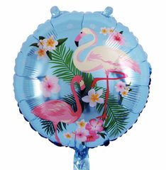 Фольгированный шар к 18″ круг “два фламинго на голубом фоне”