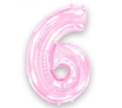 Фольгована кулька Flexmetal цифра «6» Рожева 40"