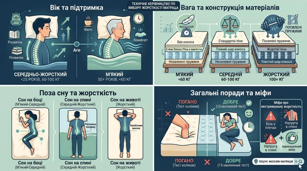 як вибрати жорсткість матрацу